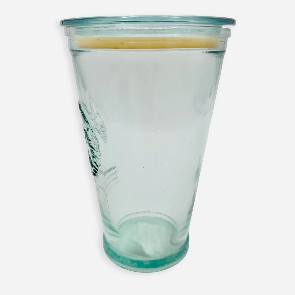 Starbucks Recycled Glass Cold to Go Cup 16oz Green Tumbler Lid SPAIN Logo Eco